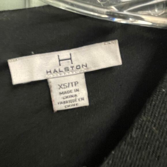 H Halston Tie Front Black Dress XS Classic 3/4 Sleeve - Picture 2 of 4